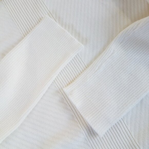 INC Ivory Ribbed Sweater Lace Up Eyelet Detail MEDIUM Long Sleeve Stretch - Picture 10 of 11